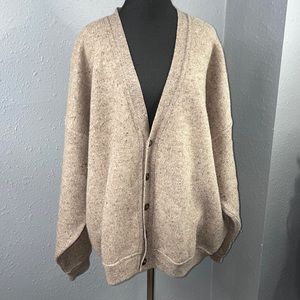 VTG Made in Italy Lands End Dad Wool Blend Buttoned Cardigan Sweater Size XL